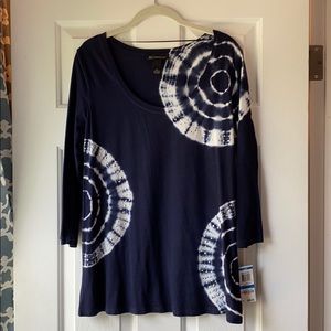 INC blue and white tie-dyed shirt.